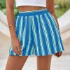imagePRETTYGARDEN Boxer Shorts for Women 2025 Spring Striped PJ Y2K Casual Cotton Pajama Summer Lounge Sleep Bottoms with PocketsStriped Blue Green