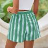 imagePRETTYGARDEN Boxer Shorts for Women 2025 Spring Striped PJ Y2K Casual Cotton Pajama Summer Lounge Sleep Bottoms with PocketsStriped Green Light Blue