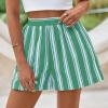 imagePRETTYGARDEN Boxer Shorts for Women 2025 Spring Striped PJ Y2K Casual Cotton Pajama Summer Lounge Sleep Bottoms with PocketsStriped Green Light Blue