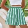 imagePRETTYGARDEN Boxer Shorts for Women 2025 Spring Striped PJ Y2K Casual Cotton Pajama Summer Lounge Sleep Bottoms with PocketsStriped Green Light Blue