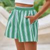 imagePRETTYGARDEN Boxer Shorts for Women 2025 Spring Striped PJ Y2K Casual Cotton Pajama Summer Lounge Sleep Bottoms with PocketsStriped Green Light Blue