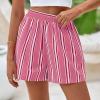 imagePRETTYGARDEN Boxer Shorts for Women 2025 Spring Striped PJ Y2K Casual Cotton Pajama Summer Lounge Sleep Bottoms with PocketsStriped Pink