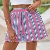 imagePRETTYGARDEN Boxer Shorts for Women 2025 Spring Striped PJ Y2K Casual Cotton Pajama Summer Lounge Sleep Bottoms with PocketsStriped Pink Lake Blue
