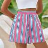 imagePRETTYGARDEN Boxer Shorts for Women 2025 Spring Striped PJ Y2K Casual Cotton Pajama Summer Lounge Sleep Bottoms with PocketsStriped Pink Lake Blue