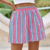 imagePRETTYGARDEN Boxer Shorts for Women 2025 Spring Striped PJ Y2K Casual Cotton Pajama Summer Lounge Sleep Bottoms with PocketsStriped Pink Lake Blue