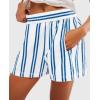 imagePRETTYGARDEN Boxer Shorts for Women 2025 Spring Striped PJ Y2K Casual Cotton Pajama Summer Lounge Sleep Bottoms with PocketsStriped White Blue