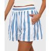 imagePRETTYGARDEN Boxer Shorts for Women 2025 Spring Striped PJ Y2K Casual Cotton Pajama Summer Lounge Sleep Bottoms with PocketsStriped White Blue
