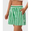 imagePRETTYGARDEN Boxer Shorts for Women 2025 Spring Striped PJ Y2K Casual Cotton Pajama Summer Lounge Sleep Bottoms with PocketsStriped White Green