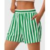 imagePRETTYGARDEN Boxer Shorts for Women 2025 Spring Striped PJ Y2K Casual Cotton Pajama Summer Lounge Sleep Bottoms with PocketsStriped White Green