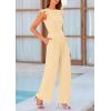 imagePRETTYGARDEN Summer Jumpsuits for Women Dressy 2025 Casual Ruffle Cap Sleeves Romper Crew Neck Rib Knit One Piece OutfitsApricot