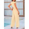 imagePRETTYGARDEN Summer Jumpsuits for Women Dressy 2025 Casual Ruffle Cap Sleeves Romper Crew Neck Rib Knit One Piece OutfitsApricot