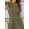 imagePRETTYGARDEN Summer Jumpsuits for Women Dressy 2025 Casual Ruffle Cap Sleeves Romper Crew Neck Rib Knit One Piece OutfitsArmy Green