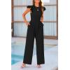 imagePRETTYGARDEN Summer Jumpsuits for Women Dressy 2025 Casual Ruffle Cap Sleeves Romper Crew Neck Rib Knit One Piece OutfitsBlack