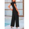 imagePRETTYGARDEN Summer Jumpsuits for Women Dressy 2025 Casual Ruffle Cap Sleeves Romper Crew Neck Rib Knit One Piece OutfitsBlack