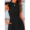 imagePRETTYGARDEN Summer Jumpsuits for Women Dressy 2025 Casual Ruffle Cap Sleeves Romper Crew Neck Rib Knit One Piece OutfitsBlack