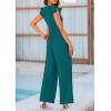 imagePRETTYGARDEN Summer Jumpsuits for Women Dressy 2025 Casual Ruffle Cap Sleeves Romper Crew Neck Rib Knit One Piece OutfitsBlue Green
