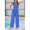 imagePRETTYGARDEN Summer Jumpsuits for Women Dressy 2025 Casual Ruffle Cap Sleeves Romper Crew Neck Rib Knit One Piece OutfitsBrilliant Blue