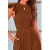 imagePRETTYGARDEN Summer Jumpsuits for Women Dressy 2025 Casual Ruffle Cap Sleeves Romper Crew Neck Rib Knit One Piece OutfitsCoffee