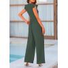 imagePRETTYGARDEN Summer Jumpsuits for Women Dressy 2025 Casual Ruffle Cap Sleeves Romper Crew Neck Rib Knit One Piece OutfitsDark Green