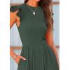 imagePRETTYGARDEN Summer Jumpsuits for Women Dressy 2025 Casual Ruffle Cap Sleeves Romper Crew Neck Rib Knit One Piece OutfitsDark Green