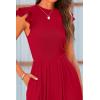 imagePRETTYGARDEN Summer Jumpsuits for Women Dressy 2025 Casual Ruffle Cap Sleeves Romper Crew Neck Rib Knit One Piece OutfitsFiery Red