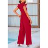 imagePRETTYGARDEN Summer Jumpsuits for Women Dressy 2025 Casual Ruffle Cap Sleeves Romper Crew Neck Rib Knit One Piece OutfitsFiery Red