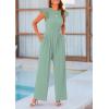 imagePRETTYGARDEN Summer Jumpsuits for Women Dressy 2025 Casual Ruffle Cap Sleeves Romper Crew Neck Rib Knit One Piece OutfitsFruit Green