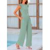 imagePRETTYGARDEN Summer Jumpsuits for Women Dressy 2025 Casual Ruffle Cap Sleeves Romper Crew Neck Rib Knit One Piece OutfitsFruit Green