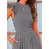 imagePRETTYGARDEN Summer Jumpsuits for Women Dressy 2025 Casual Ruffle Cap Sleeves Romper Crew Neck Rib Knit One Piece OutfitsGrey