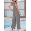 imagePRETTYGARDEN Summer Jumpsuits for Women Dressy 2025 Casual Ruffle Cap Sleeves Romper Crew Neck Rib Knit One Piece OutfitsGrey
