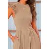 imagePRETTYGARDEN Summer Jumpsuits for Women Dressy 2025 Casual Ruffle Cap Sleeves Romper Crew Neck Rib Knit One Piece OutfitsKhaki