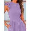 imagePRETTYGARDEN Summer Jumpsuits for Women Dressy 2025 Casual Ruffle Cap Sleeves Romper Crew Neck Rib Knit One Piece OutfitsLight Purple
