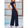 imagePRETTYGARDEN Summer Jumpsuits for Women Dressy 2025 Casual Ruffle Cap Sleeves Romper Crew Neck Rib Knit One Piece OutfitsNavy