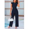 imagePRETTYGARDEN Summer Jumpsuits for Women Dressy 2025 Casual Ruffle Cap Sleeves Romper Crew Neck Rib Knit One Piece OutfitsNavy