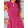 imagePRETTYGARDEN Summer Jumpsuits for Women Dressy 2025 Casual Ruffle Cap Sleeves Romper Crew Neck Rib Knit One Piece OutfitsRose Red