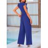 imagePRETTYGARDEN Summer Jumpsuits for Women Dressy 2025 Casual Ruffle Cap Sleeves Romper Crew Neck Rib Knit One Piece OutfitsRoyal Blue