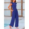 imagePRETTYGARDEN Summer Jumpsuits for Women Dressy 2025 Casual Ruffle Cap Sleeves Romper Crew Neck Rib Knit One Piece OutfitsRoyal Blue