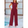 imagePRETTYGARDEN Summer Jumpsuits for Women Dressy 2025 Casual Ruffle Cap Sleeves Romper Crew Neck Rib Knit One Piece OutfitsWine Red