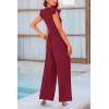 imagePRETTYGARDEN Summer Jumpsuits for Women Dressy 2025 Casual Ruffle Cap Sleeves Romper Crew Neck Rib Knit One Piece OutfitsWine Red