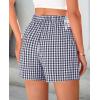 imagePRETTYGARDEN Womens Shorts Boxers 2025 Summer Gingham Pajama Lounge Sleep Y2K Plaid Pj Shorts Beach BottomsDark Blue