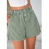 imagePRETTYGARDEN Womens Shorts Boxers 2025 Summer Gingham Pajama Lounge Sleep Y2K Plaid Pj Shorts Beach BottomsGreen