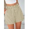 imagePRETTYGARDEN Womens Shorts Boxers 2025 Summer Gingham Pajama Lounge Sleep Y2K Plaid Pj Shorts Beach BottomsLight Army Green