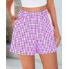 imagePRETTYGARDEN Womens Shorts Boxers 2025 Summer Gingham Pajama Lounge Sleep Y2K Plaid Pj Shorts Beach BottomsPurple