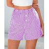 imagePRETTYGARDEN Womens Shorts Boxers 2025 Summer Gingham Pajama Lounge Sleep Y2K Plaid Pj Shorts Beach BottomsPurple