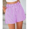 imagePRETTYGARDEN Womens Shorts Boxers 2025 Summer Gingham Pajama Lounge Sleep Y2K Plaid Pj Shorts Beach BottomsPurple