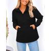 imagePRETTYGARDEN Womens Winter Quilted Sweatshirt Casual Quarter Zip Collared Long Sleeve V Neck Pullover TopsBlack