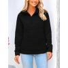 imagePRETTYGARDEN Womens Winter Quilted Sweatshirt Casual Quarter Zip Collared Long Sleeve V Neck Pullover TopsBlack