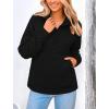 imagePRETTYGARDEN Womens Winter Quilted Sweatshirt Casual Quarter Zip Collared Long Sleeve V Neck Pullover TopsBlack