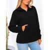 imagePRETTYGARDEN Womens Winter Quilted Sweatshirt Casual Quarter Zip Collared Long Sleeve V Neck Pullover TopsBlack