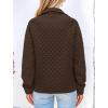 imagePRETTYGARDEN Womens Winter Quilted Sweatshirt Casual Quarter Zip Collared Long Sleeve V Neck Pullover TopsCoffee